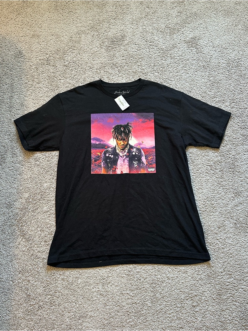 NWT Juice WRLD Black Graphic Tee with Pink/Purple Album Art